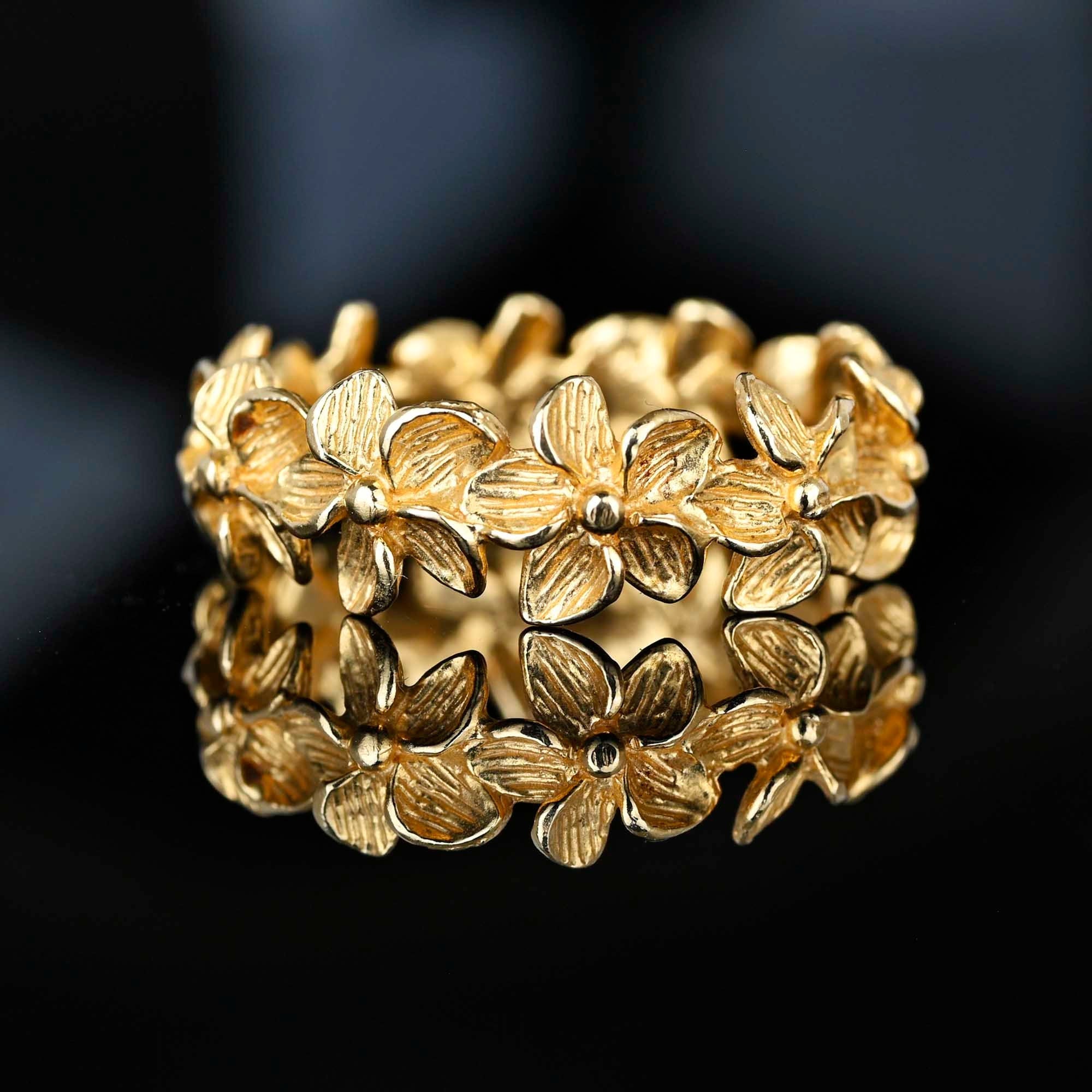 Na Hoku Plumeria Ring, 14K Gold Hibiscus Ring, Eternity Band