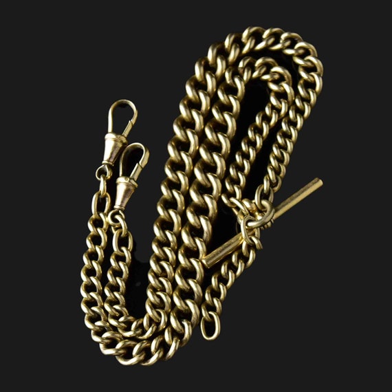 Antique Double Albert Watch Chain, Rolled Gold Ed… - image 3