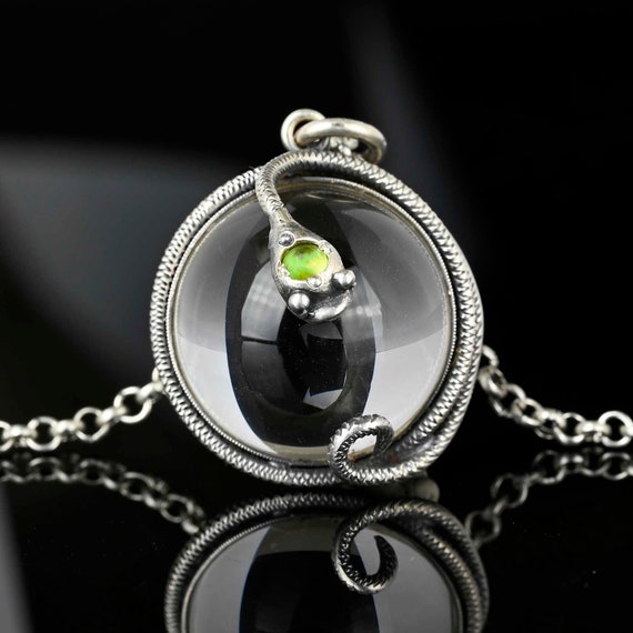 Snake Pools of Light Necklace, Art Deco Peridot S… - image 2