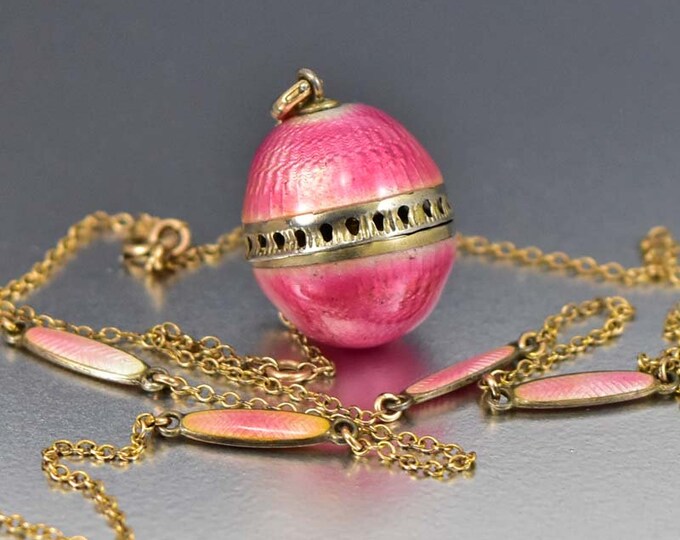 Enamel Vinaigrette Necklace Art Deco Pink Guilloche Enamel Etsy