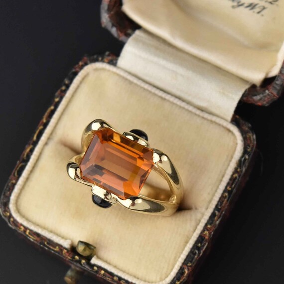 Modernist Tourmaline Citrine Ring, 14K Gold Yello… - image 5