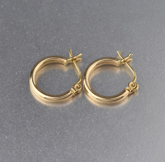 Vintage 14K Gold Half Hoop Earrings, Creole Style