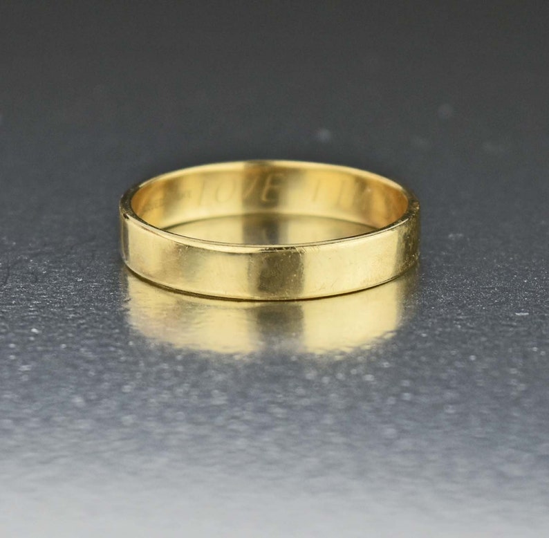 Yellow Gold Wedding Ring Engraved Vintage Bridal Jewelry Vintage 14K Gold Wedding Band Ring Cigar Band Ring Eternity Band Ring