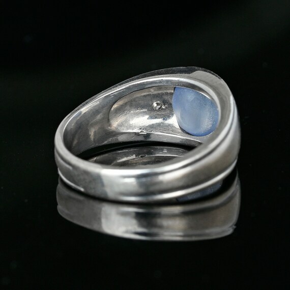 Art Deco Diamond Star Sapphire Ring, 14K White Go… - image 7