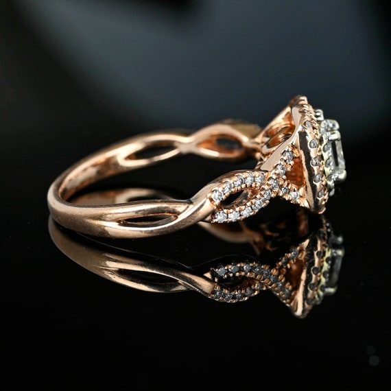 Rose Gold Princess Cut Diamond Ring, 14K Gold Dia… - image 5
