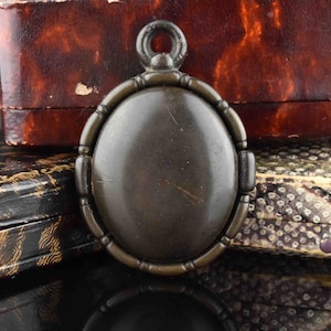 Antique Gutta Percha Locket, Victorian Star Mourning Locket, Victorian Civil War Pendant, Vintage Jewelry