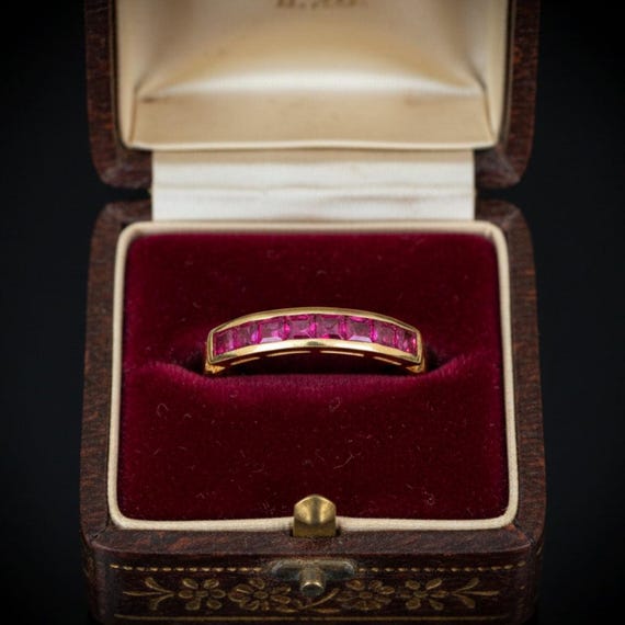 Vintage 18K Yellow Gold Channel Set Ruby Eternity… - image 10