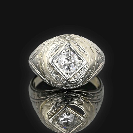 Art Deco Ring 14K White Gold .40 Carat Diamond Engagement Ring