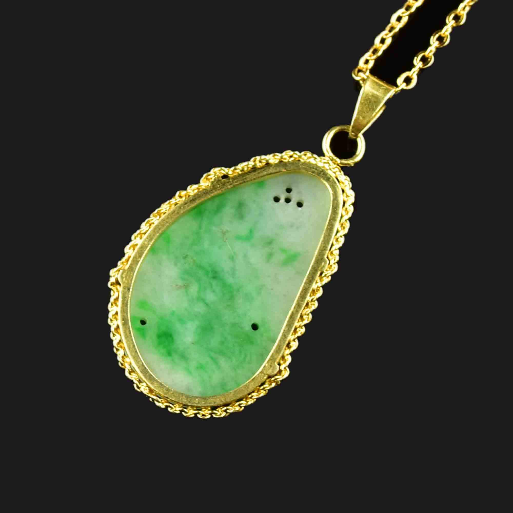 【2024正規激安】 Vintage Pierced Carved Gold 14K Necklace, Pendant Jade ネックレス・ペンダント