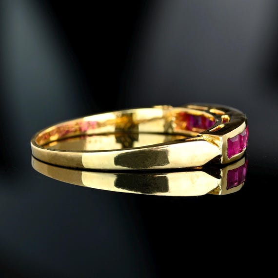 Vintage 18K Yellow Gold Channel Set Ruby Eternity… - image 13