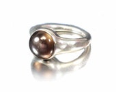 Vintage Georg Jensen Ring, Smokey Quartz Ring, Brown Moonstone Ring Danish Modern Modernist Jewelry
