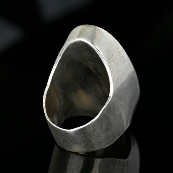 Vintage Silver Banded Agate Ring, Scottish Black … - image 8