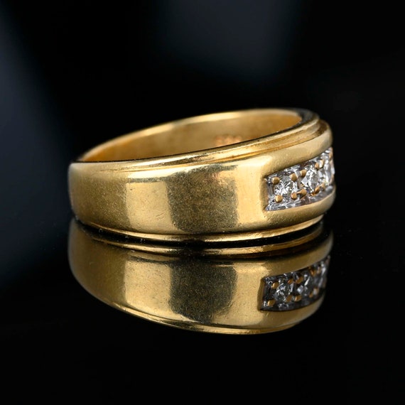 Heavy 14K Gold Diamond Ring Band, Five Stone Diam… - image 5
