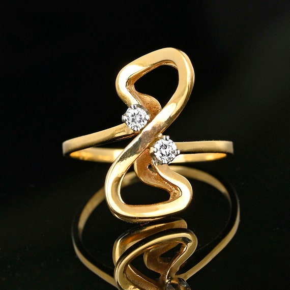 Vintage 14K Gold Double Infinity Diamond Ring, Di… - image 1