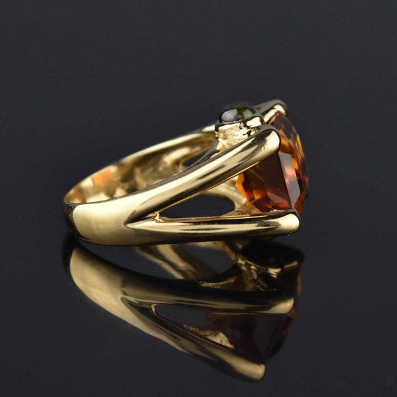 Modernist Tourmaline Citrine Ring, 14K Gold Yello… - image 7