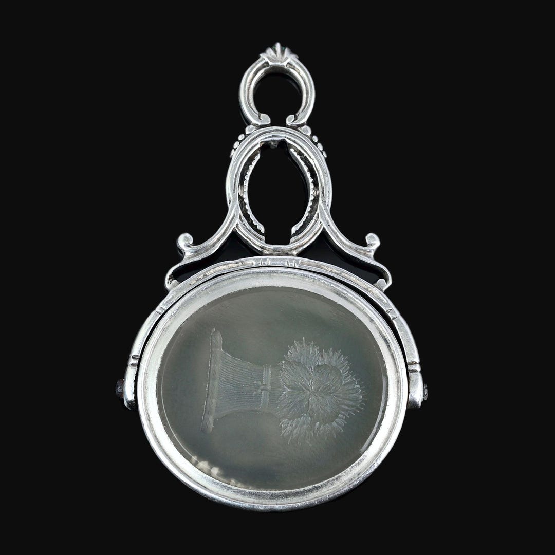 Antique Georgian Silver Intaglio Fob Pendant, Swivel Double-sided