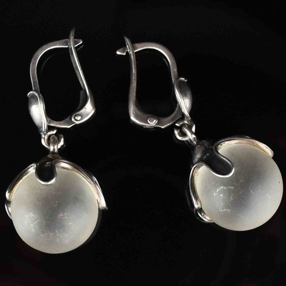 Vintage Pools of Light Earrings, Silver Rock Crys… - image 5