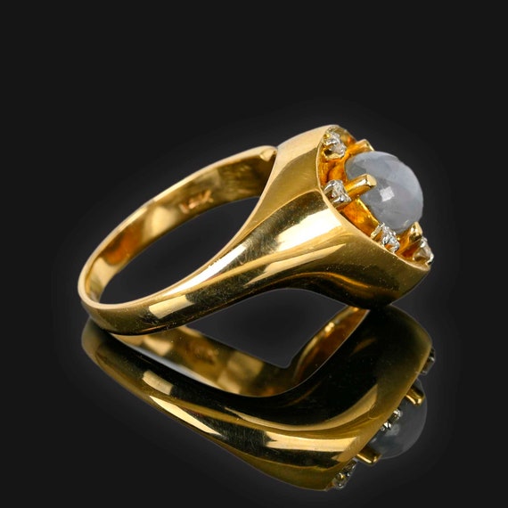 Diamond Star Sapphire Ring, 14K Gold Natural Blue… - image 5