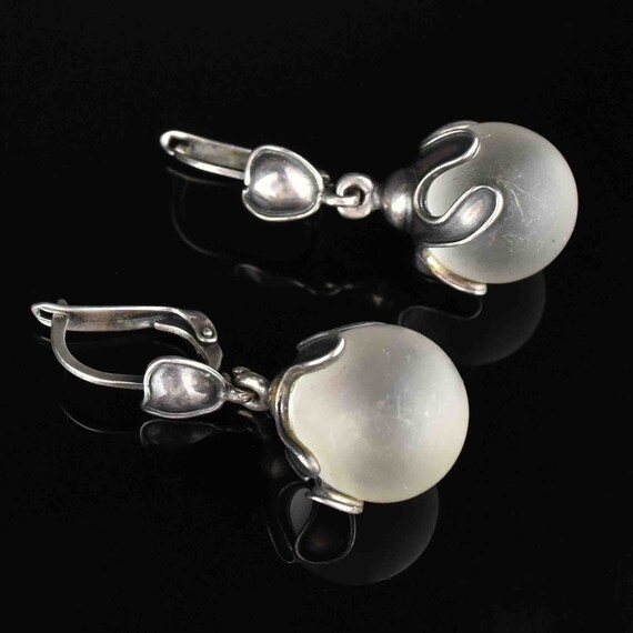 Vintage Pools of Light Earrings, Silver Rock Crys… - image 2