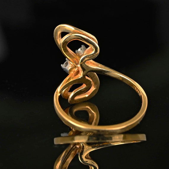 Vintage 14K Gold Double Infinity Diamond Ring, Di… - image 8