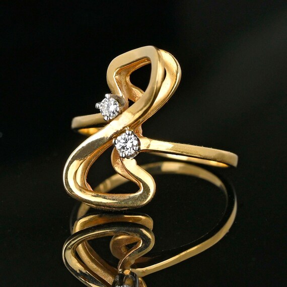 Vintage 14K Gold Double Infinity Diamond Ring, Di… - image 2