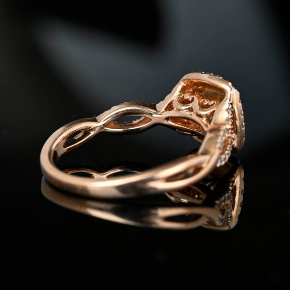 Rose Gold Princess Cut Diamond Ring, 14K Gold Dia… - image 6