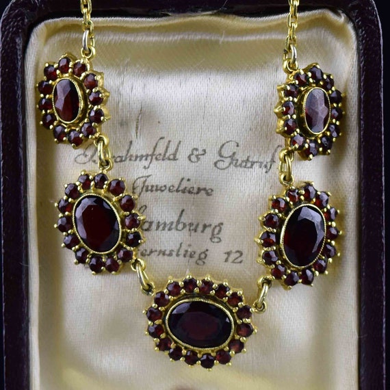 Vintage Silver Garnet Necklace, Art Deco Style Ga… - image 5