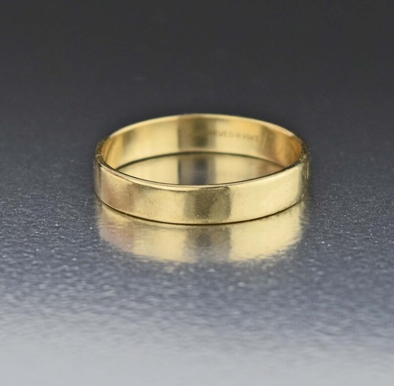 Yellow Gold Wedding Ring Engraved Vintage Bridal Jewelry Vintage 14K Gold Wedding Band Ring Cigar Band Ring Eternity Band Ring