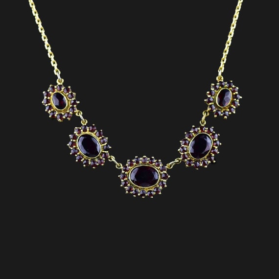 Vintage Silver Garnet Necklace, Art Deco Style Ga… - image 4