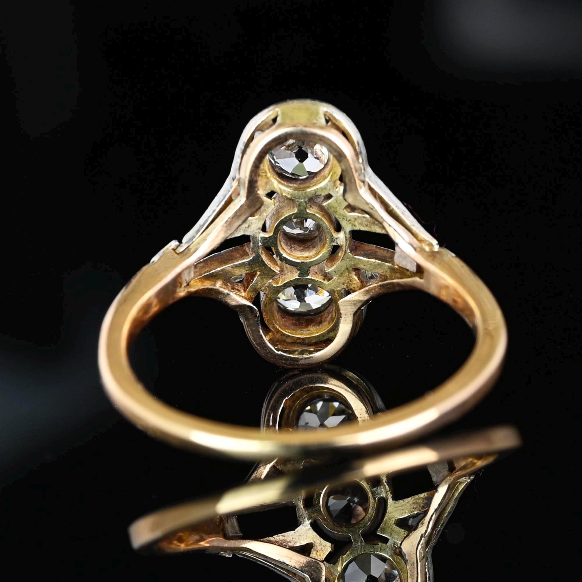 アンティーク ジョージアン マインカット ダイヤモンド リング、14K