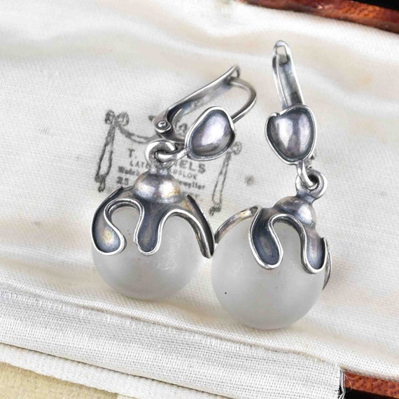 Vintage Pools of Light Earrings, Silver Rock Crys… - image 4