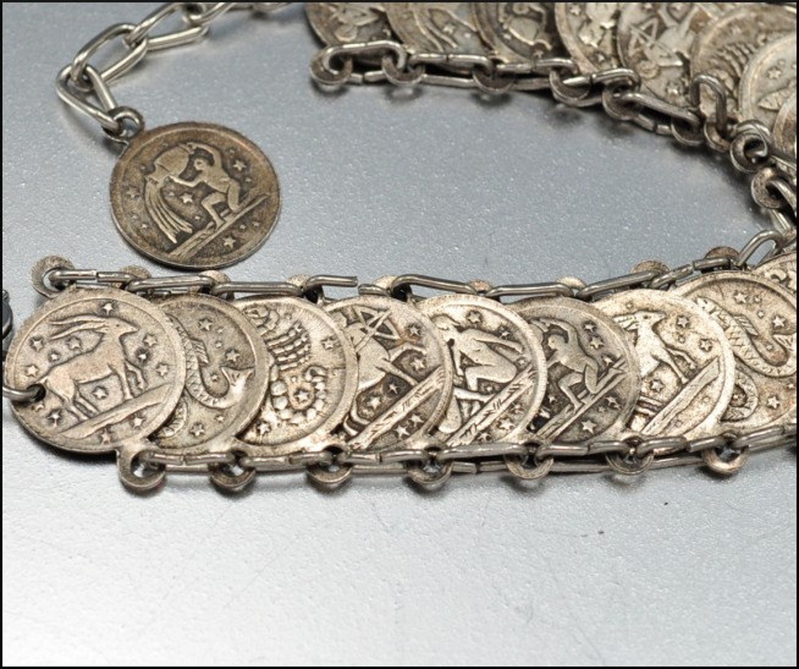 Vintage Zodiac Silver Coin Bracelet Astrology 1940s Jewelry Etsy