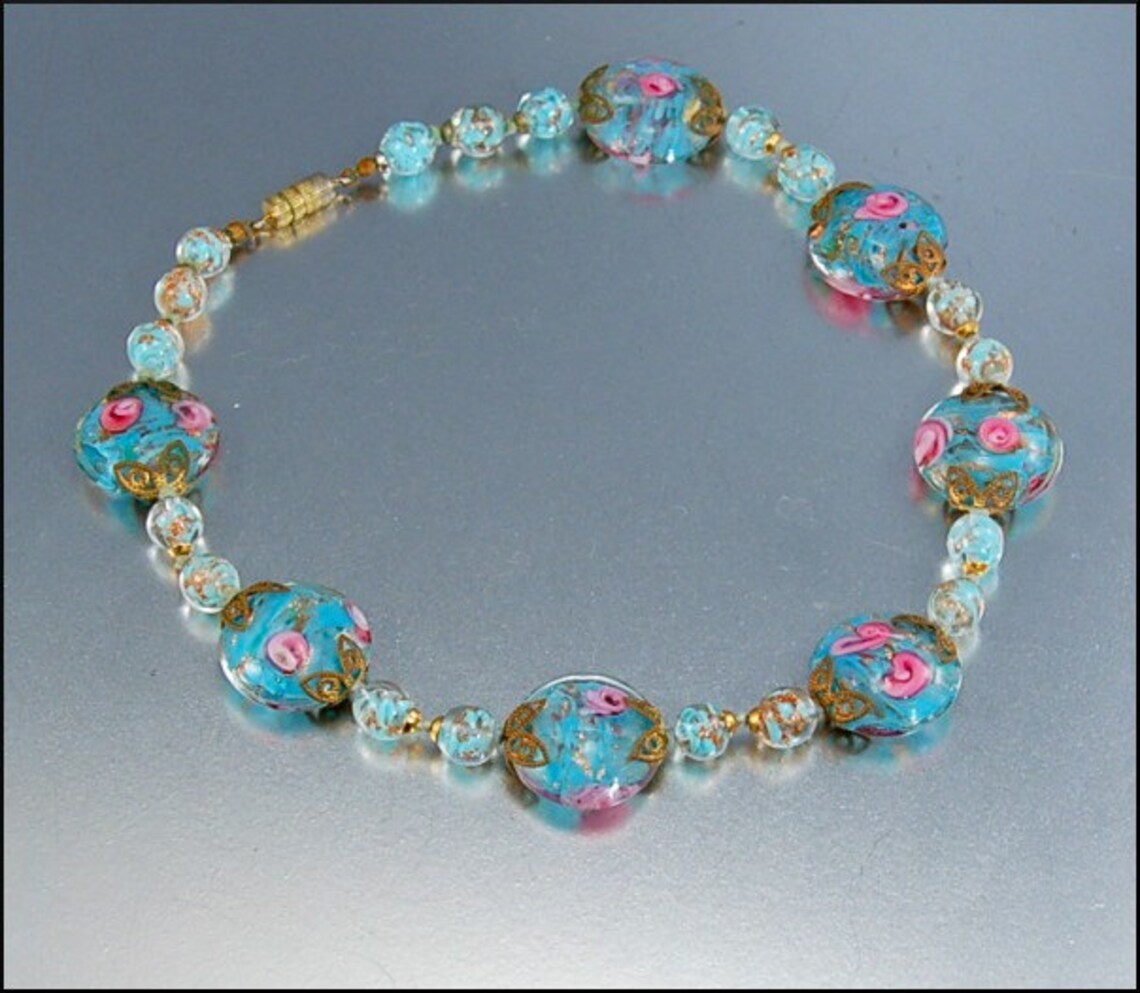 Vintage Italian Wedding Cake Glass Bead Necklace Etsy