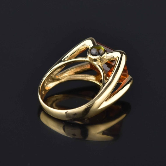 Modernist Tourmaline Citrine Ring, 14K Gold Yello… - image 2