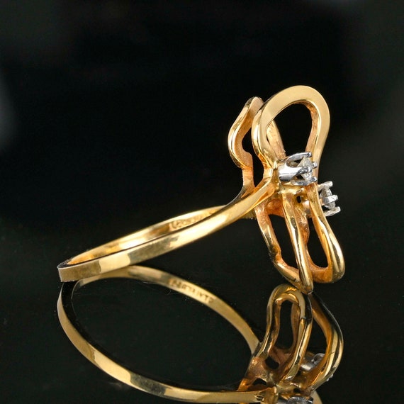 Vintage 14K Gold Double Infinity Diamond Ring, Di… - image 6