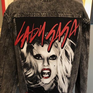Lady Gaga Born This Way Up-cycled Dark Gray Denim Jacket Women's