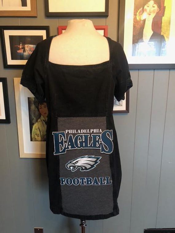 Philadelphia Eagles Up-cycled Black Denim Dress Women's Size XL - Etsy Philadelphia Eagles Up-cycled Black Denim Dress Women's Size XL - Etsy