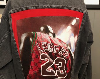 Chaqueta Levis Trucker reciclada para hombre Michael Jordan #23 Legend, talla pequeña/mediana