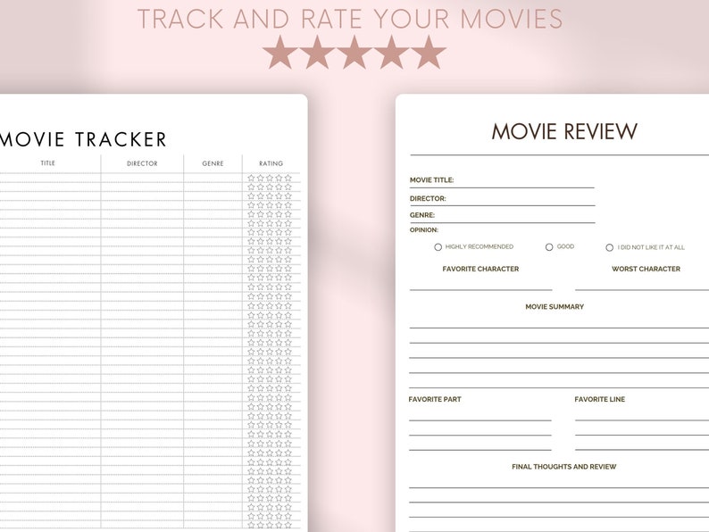 Movie Review, Movie Tracker, Printable Movie Review Template ...