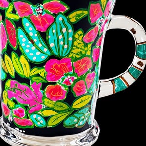 Personalized Large Ice Coffee Glass Mugs - Hand Painted Lilly Pulitzer Inspired Custom Cups image 2