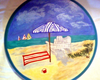 Hand-Painted Wooden Bar Stools: Custom Kitchen Furniture for Beach-Inspired Home Decor