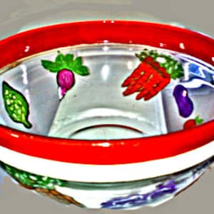 bowls,hand painted,serving bowl,large bowl, salad bowl,Glass Bowl,serveware,painted bowls