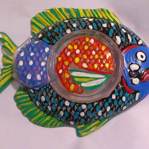 Fish Plates With Matching Sauce Bowls Hand painted by Clearly Susan