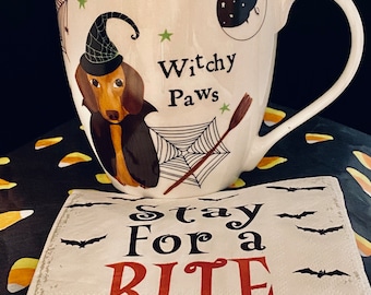 Halloween Mugs With Dogs Hand painted On White Mugs