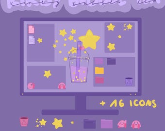 カービィ バブルティー 壁紙セット アイコン デスクトップオーガナイザー