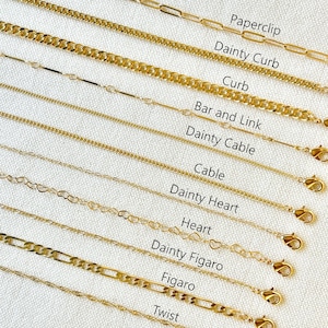 Gold Plated Chain Necklace: Paperclip, Curb, Figaro, Twist
