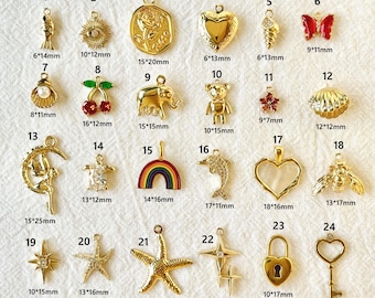 Journal Charms, Gold Plated Pendants - DIY Findings, Jewelry Components for Bracelet Making - Simple, Delicate Charm Supply