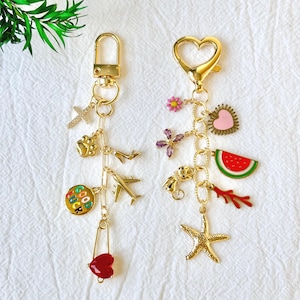 Gold Bag Charms, Build Your Own Bag Charm, Custom Charm Keychain, Wallet Accessory, Car Keychains, Purse Chain Charms, Birthday Gift For Her