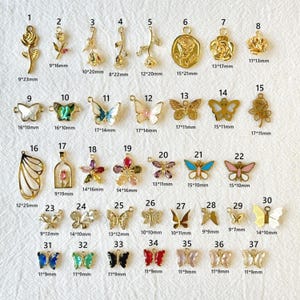 Butterfly Charm, Gold Charm, Flower Charm, Gold Pendant, Gold Charms For Necklace, Jewelry Component for DIY Bracelet Earrings Making Supply