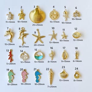 Add On Charm, Sea Creatures Gold Charm, Gold Pendant, Gold Charms For Necklace, Jewelry Components for DIY Bracelet Earrings Making Supply
